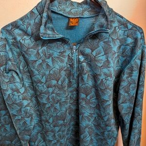 REI Fleece Pullover Emerald Green Leaf Print Mens M